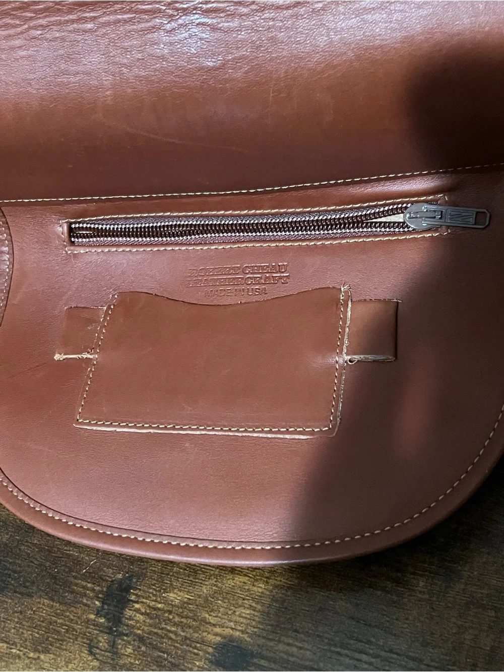 Men's Tan Leather Briefcase with Adjustable Strap